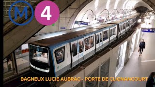 LIGNE 4 TRAJET DE BAGNEUX LUCIE AUBRAC A PORTE DE CLIGNANCOURT EN MP14 [upl. by Hillari722]