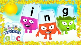 Alphablocks  Letter Teams Meet ING  Learn to Read  Back To School [upl. by Imhsar]