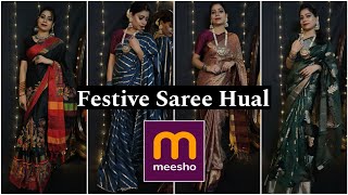 Meesho Festive Saree Hual  meesho saree haul  meesho haul [upl. by Cy]