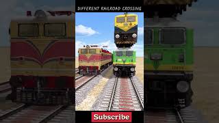 DIFFERENT RAILROAD CROSSING  TRAINS ON TOP OF THE TRAIN CROSSING  HintsGamerz train [upl. by Esmerolda]