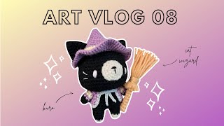 ✿ ART VLOG 8 ✿ Working on Commission Halloween Pattern and Unboxing [upl. by Donnelly57]