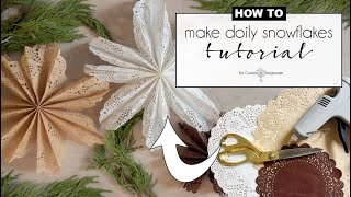 delicate DIY paper doily snowflakes or stars 2 different ways [upl. by Cerelly]