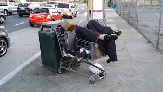 Young Homeless Person Sleeping Next to a Busy Road 4K UHD [upl. by Iago709]