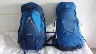 Deuter Aircontact Core 50  10 vs Osprey Atmos AG LT 65 Pack [upl. by Edmondo332]