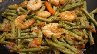 Filipino Food Ginisang Sitaw sa Hipon Prawns Shrimp Beans Tagalog English Pinoy cooking [upl. by Saltzman]