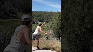 400’ toss at Hole 2 Hidden Mountain discgolf [upl. by Auohs]