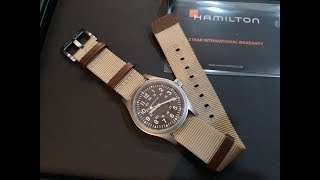 全新Hamilton khaki mechanical 真正的quot军事quot风格 超浓的复古血统  手上链机芯 不买对不起自己啊 H69429901 [upl. by Alano691]