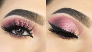 Soft Glitter Pink Cut Crease eye Makeup  How to CUT CREASE  Detail Eye Makeup Tutorial  Shilpa [upl. by Oiramrej265]