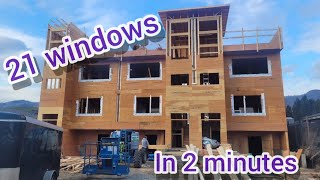 Installing windows BEAST MODE framing construction satisfying [upl. by Millwater]