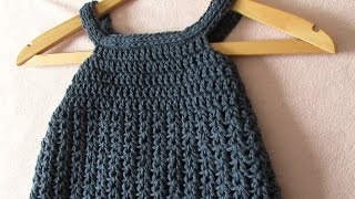 VERY EASY crochet baby  girls pinafore dress tutorial  all sizes [upl. by Ammej662]