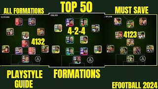 ALL FORMATIONS WITH PLAYSTYLE GUIDE IN EFootball 2024 Mobile  Best Formation EFootball 2024 [upl. by Doria]