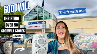 THRIFTING OVER 50 GOODWILL THRIFT STORES Epic Goodwill Thrift Tour  Thrift With Me Episode 1 [upl. by Daisy]