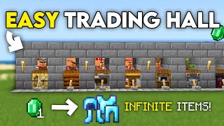 EASY VILLAGER TRADING HALL in 121 Minecraft Bedrock [upl. by Ange]