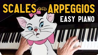 Scales and arpeggios The Aristocats  Easy piano cover  Free piano sheet [upl. by Nollad]