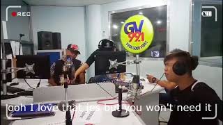 Xander FordMarlou Arizala Singing Bruno Mars Versace On The Floor GV FM 991 Lyrics On Screen [upl. by Derfiniw697]