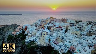 DRONE VIDEO Oia Santorini  Greece  Most FAMOUS sunset in the world in 4K [upl. by Engvall769]