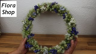 Dekoring Blumenreifen Blumenring selber machen Floral Hoop Blumenkranz mit Trockenblumen binden [upl. by Ladnek]