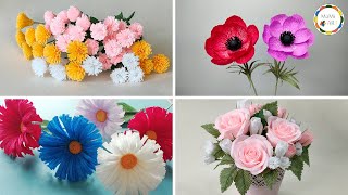 Jak zrobić piękne kwiaty z krepiny 🌸 DIY 🌸 Beautiful flowers from crepe paper 🌸TUTORIAL [upl. by Suivatra]