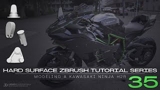 Hard Surface ZBrush Tutorial Series  Modeling A Kawasaki Ninja H2R  35 [upl. by Fokos]