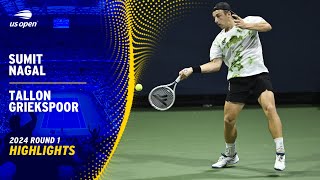 Sumit Nagal vs Tallon Griekspoor Highlights  2024 US Open Round 1 [upl. by Dyol]