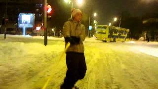 Snowboarding on Belgrade streets [upl. by Ludvig688]