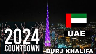 UAE Burj Khalifa 2024 New year Countdown Live  Dubai  GST Time Zone [upl. by Xenophon148]