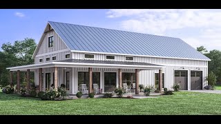 BARN HOUSE PLAN 04100334 WITH INTERIOR [upl. by Adnirod45]