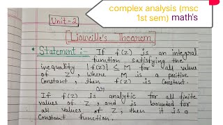 liouvilles Theorem complex analysis msc 1st sem Mathematics important theorem [upl. by Lekar]