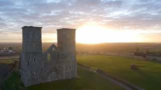 Reculver Towers sunrise drone footage [upl. by Atnauqahs]