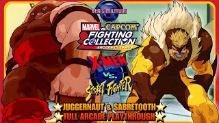 MARVEL VS CAPCOM FIGHTING COLLECTION XMEN VS STREET FIGHTER JUGGERNAUT amp SABRETOOTH ARCADE PLAY [upl. by Beane]