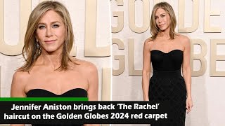 News Jennifer Aniston brings back ‘The Rachel’ haircut on the Golden Globes 2024 red carpet SUNews [upl. by Chrisman]