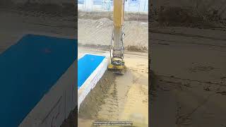 Sand soil compaction with an excavator with a vibro plate [upl. by Eibber]