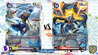 DIGIMON TCG MagnaGarurumon Multicolor vs Millenniummon PurpleBlack  THE BIG BOX [upl. by Cecilius]