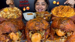 3 SPICY WHOLE ROAST CHICKEN BIRYANI WITH CHICKEN MATKA BIRYANI AND EGG MATKA BIRYANI  ASMR MUKBANG [upl. by Enyar]