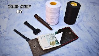 How to make a Leather Wallet for beginners menswallet handmade [upl. by Ginnie]