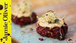 Beetroot amp Feta Burgers  The Happy Pear  The Big Feastival [upl. by Ahsiekahs]