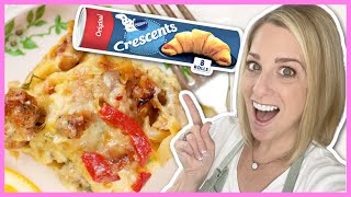 EASY Crescent Roll Breakfast Casserole Perfect For Brunch [upl. by Ailero]