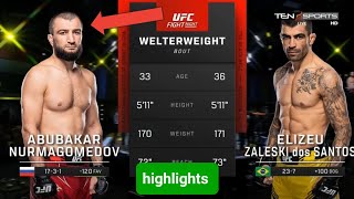 Abubakar Nurmagomedov vs Elizeu Zaleski dos Santos full fight [upl. by Emad567]