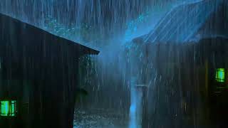 Rain on Roof  Goodbye Lassitude with Heavy Rain amp Ruinous Thunder Sounds on Desolate in Forest [upl. by Graniah]