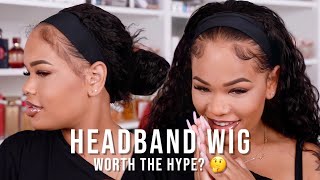 I Tried A HEADBAND WIG and Im SHOOK NO LACE ZERO ADHESIVE NEEDED  JuliaHair  Arnellarmon [upl. by Ymmac]