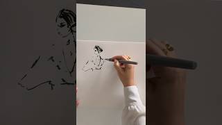 Black ink quick style sketch with PENTEL Brush Pen shorts arttutorial howto sketch pentel ink [upl. by Anerhs345]