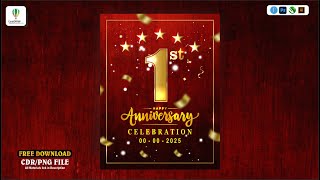 Anniversary Invitation Card Template Design  1st Anniversary Poster Design  CorelDraw Tutorial [upl. by Francois]