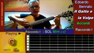 IL GATTO E LA VOLPE Edoardo Bennato  Tutorial per Chitarra con TAB Accordi [upl. by Ellehcit725]