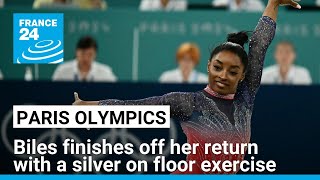 Simone Biles finishes off her return to the Olympics with a silver on floor exercise • FRANCE 24 [upl. by Baldridge]