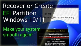 How to Recover or Create EFI Partition Windows 1011 [upl. by Everard]