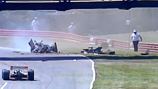 Josele Garze Big Crash 1986 CART Escort Radar Warning 200 [upl. by Gnex]