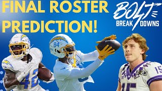 FINAL Chargers 53 man roster prediction  preseason finale preview Dotson WRs and the 3 QB debate [upl. by Mellen]