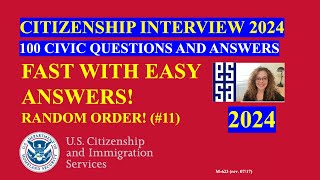 2024 Random 100 Civics Questions and Answers US Citizenship Interview 2024  Fast Easy Answer [upl. by Hermy995]