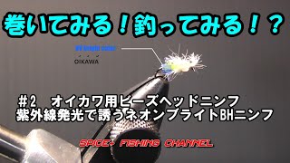 【オイカワ フライフィッシング】紫外線発光でアピール！クリスタル系ネオンブライトビーズヘッドニンフをタイイングします [upl. by Aviva]