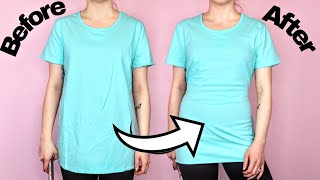 Make A Big Shirt Fit 5 Ways With or Without Cutting No Sewing Tshirt Styling Tutorial [upl. by Haldes222]